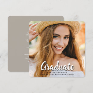 Moderne Elegante Pinselschrift   Trendy Foto Grad Ankündigung