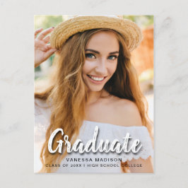 Moderne Elegante Pinselschrift | Trendy Foto Grad Postkarte