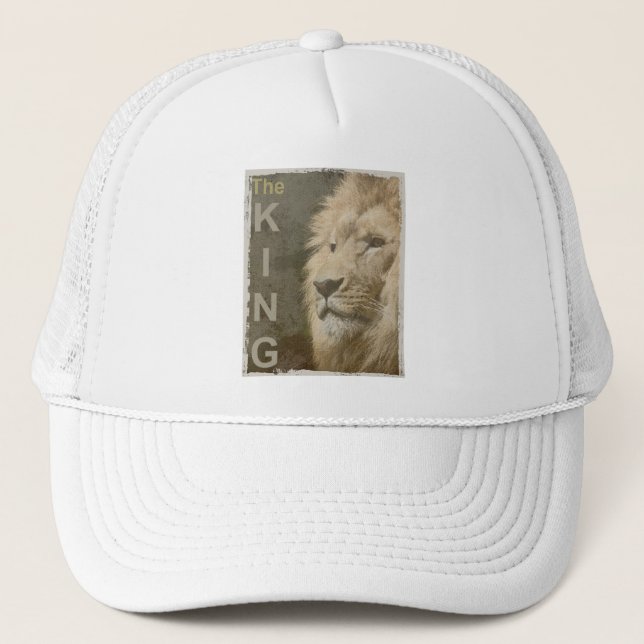 Moderne Elegante Pop Art Lion Kopf The King Templa Truckerkappe (Vorderseite)