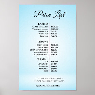 Moderne elegante Preisliste des Beauty-Salons Poster