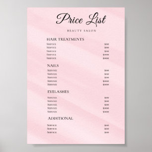 Moderne elegante Preisliste des Schönheitssalons Poster