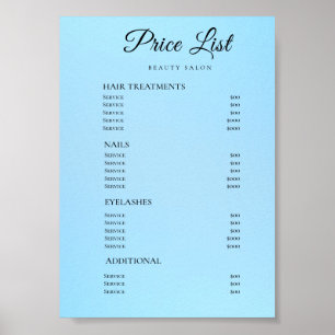 Moderne elegante Preisliste des Schönheitssalons Poster