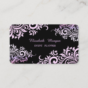 Moderne elegante professionelle Schwarz, floral Visitenkarte