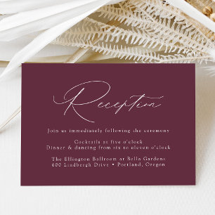 Moderne elegante purpurrote Hochzeitsempfangsfeier Begleitkarte