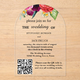 Moderne, elegante QR-Code-Hochzeit Acryleinladungen