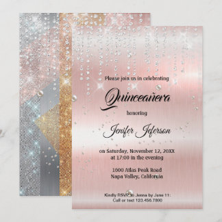 Moderne elegante Quinceanera Einladung