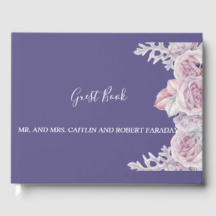 Moderne elegante Rahmen lila floral Gästebuch