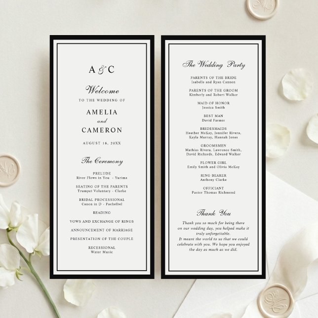 Moderne elegante Rahmenrand-Hochzeitsprogramm Programm (Von Creator hochgeladen)