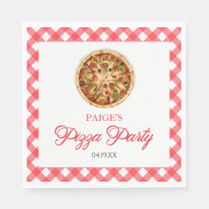 Moderne Elegante Red Pizza Party Geburtstagsparty Serviette