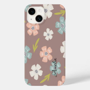 Moderne elegante Retro-Linien-Monogramm Case-Mate iPhone 14 Hülle