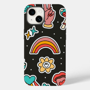 Moderne elegante Retro-Linien-Monogramm Case-Mate iPhone 14 Hülle