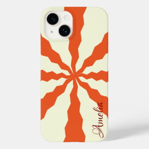 Moderne elegante Retro-Linien-Monogramm Case-Mate iPhone 14 Hülle