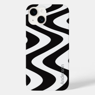 Moderne elegante Retro-Linien-Monogramm Case-Mate iPhone 14 Hülle