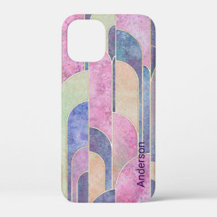 Moderne elegante Retro-Linien-Monogramm Case-Mate iPhone Hülle