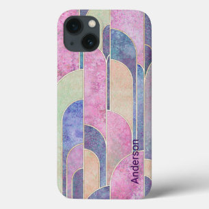 Moderne elegante Retro-Linien-Monogramm Case-Mate iPhone Hülle