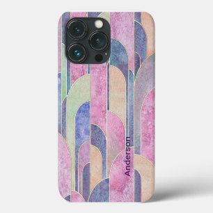 Moderne elegante Retro-Linien-Monogramm Case-Mate iPhone Hülle
