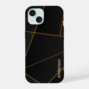 Moderne elegante Retro-Linien-Monogramm iPhone 15 Hülle