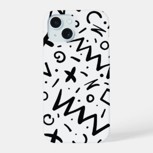 Moderne elegante Retro-Linien-Monogramm iPhone 15 Hülle