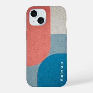 Moderne elegante Retro-Linien-Monogramm iPhone 15 Hülle