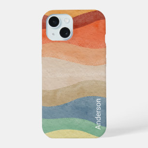 Moderne elegante Retro-Linien-Monogramm iPhone 15 Hülle