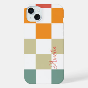 Moderne elegante Retro-Linien-Monogramm iPhone 15 Plus Hülle