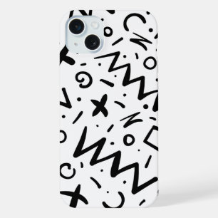Moderne elegante Retro-Linien-Monogramm iPhone 15 Plus Hülle