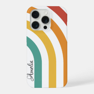 Moderne elegante Retro-Linien-Monogramm iPhone 15 Pro Hülle