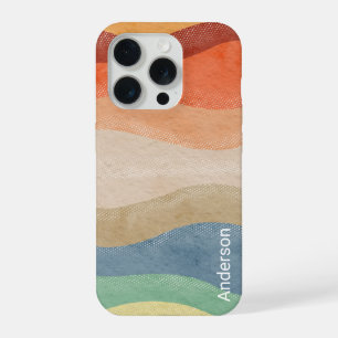 Moderne elegante Retro-Linien-Monogramm iPhone 15 Pro Hülle