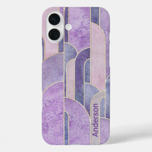 Moderne elegante Retro-Linien-Monogramm iPhone 16 Plus Hülle