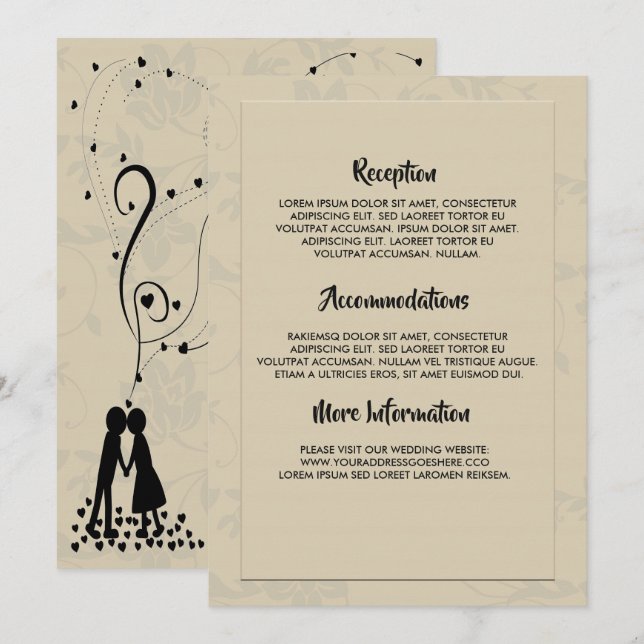 Moderne Elegante Romantik Einladung (Vorne/Hinten)