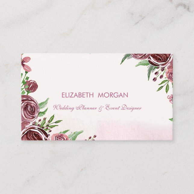 Moderne elegante romantische Aquarellfarben-Blume  Visitenkarte (Vorderseite)