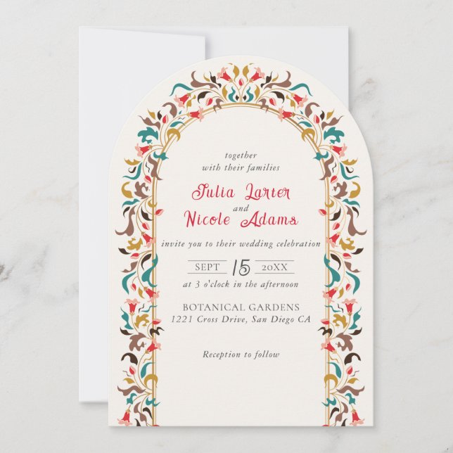 Moderne elegante romantische Blumenzeremonie Einladung (Vorderseite)