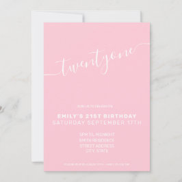 Moderne elegante Rosa 21. Geburtstagsfeier Einladung