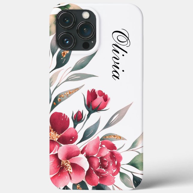 Moderne, elegante Rosa-Blume Case-Mate iPhone Hülle (Rückseite)