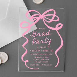 Moderne elegante rosa Bow Graduation Party Acryleinladungen