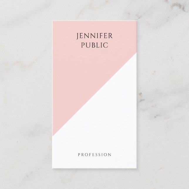 Moderne, elegante, rosa, einfache Vorlage Visitenkarte (Vorderseite)