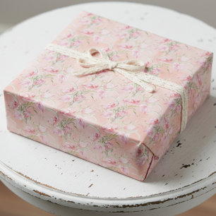 Moderne elegante rosa Friedenlilie auf Pfirsich-Se Geschenkpapier