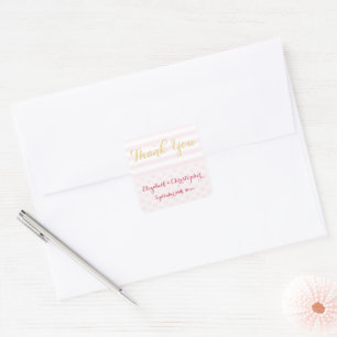 Moderne elegante rosa goldene Hochzeit Vielen Dank Quadratischer Aufkleber