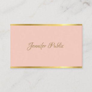 Moderne elegante rosa-goldene Schriftzeichen-Vorla Visitenkarte
