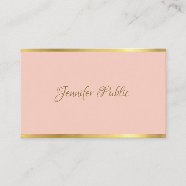 Moderne elegante rosa-goldene Schriftzeichen-Vorla Visitenkarte (Vorderseite)