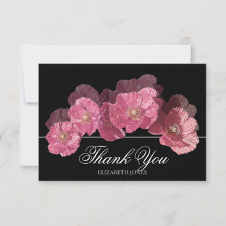 Moderne elegante rosa isländische Mohn-Dankeskarte Dankeskarte