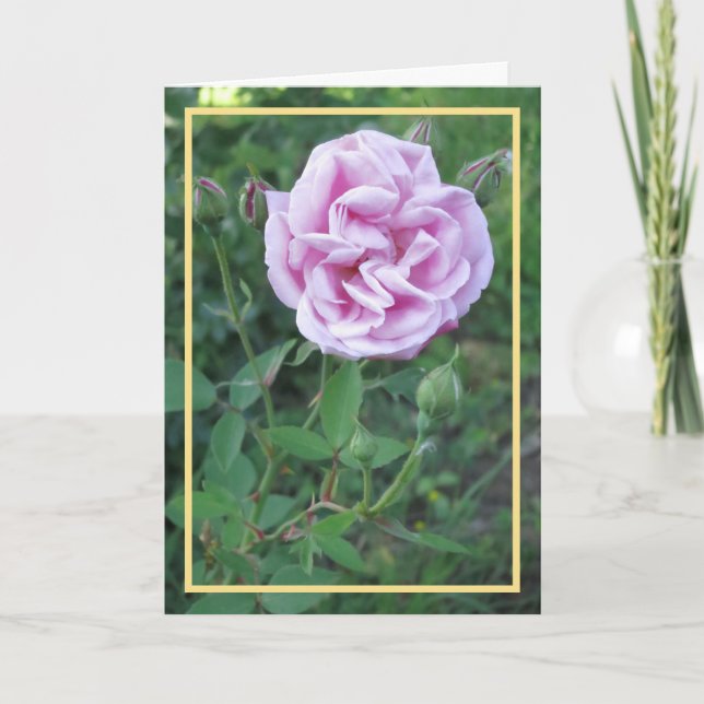 Moderne elegante rosa Lila Rose Goldener Rahmen Karte (Vorderseite)