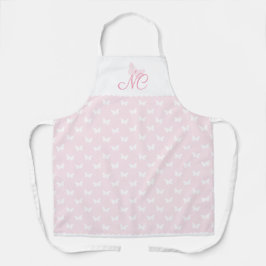 Moderne elegante Rosa-Monogram-Schmetterling Schürze