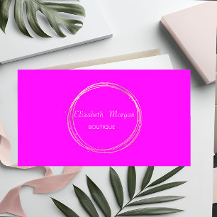 Moderne elegante rosa Neon-Gold-Kreis Visitenkarte