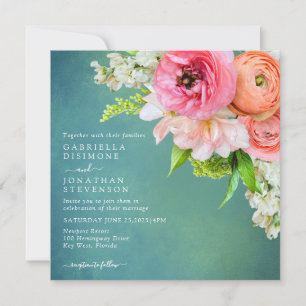 Moderne, elegante Rosa-Orangefarbene Hochzeit Einladung