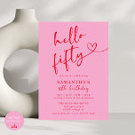 Moderne elegante Rosa Rosa Hallo 50. Geburtstagspa Einladung<br><div class="desc">Feiern Sie stilvoll mit unserer modernen eleganten Rosa und Rot Hallo 50. Geburtstagsparty Einladung! Mit einer lebhaften Mischung aus kühnen rosa und roten Farbtönen ist diese schicke Einladung perfekt, um einen so fabelhaften Meilenstein zu markieren. Elegante Typografie und elegante Design-Elemente machen es zu einer hervorragenden Möglichkeit, Gäste zu Ihrem 50....</div>