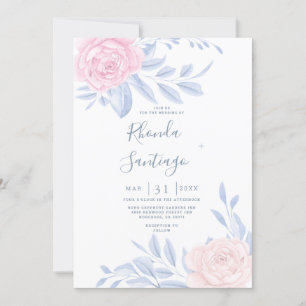 Moderne Elegante Rosa Rose Minimalistische Hochzei Einladung