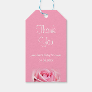 Moderne elegante rosa Rosen-Baby-Dusche danken Geschenkanhänger