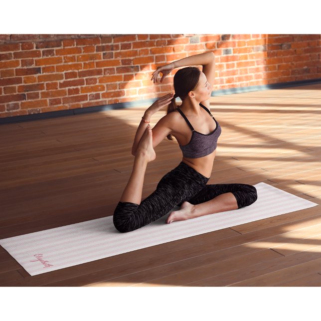 Moderne elegante Rosa Streifen Monogramm Übung Yogamatte (Modern Chic Elegant Pink Stripes Monogram Exercise Yoga Mat)