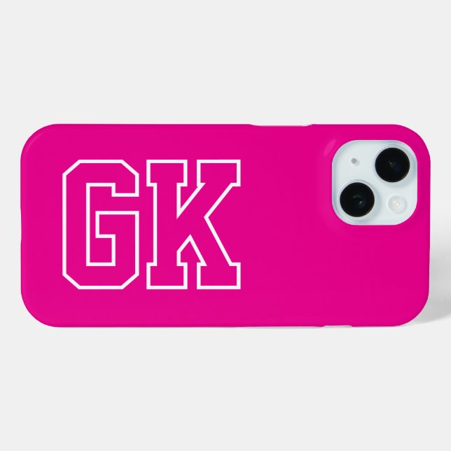 Moderne elegante rosa weiße Monogramm-Initialen Case-Mate iPhone Hülle (Rückseite (Horizontal))